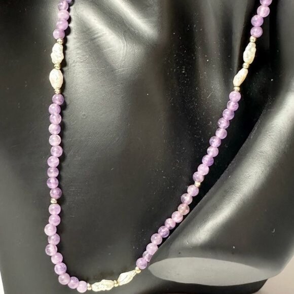 Amethyst Pearl Gold Necklace & Earring Set Vintage 70’s - Picture 2 of 5